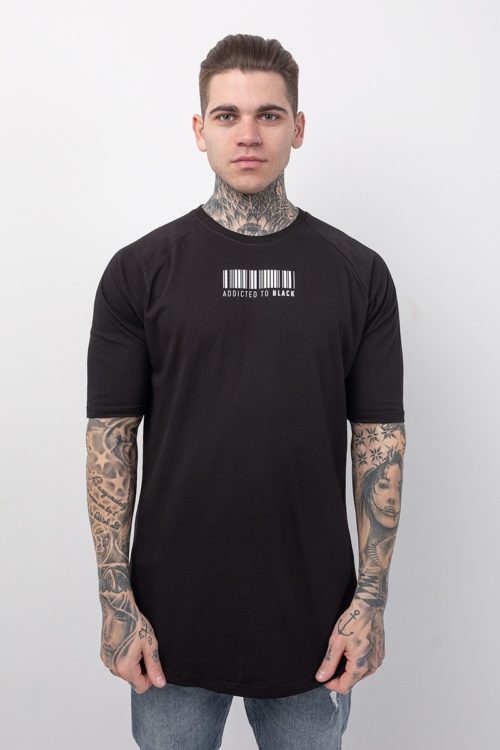 Ανδρική κοντομάνικη μπλούζα σε μαύρο χρώμα με στάμπα barcode TS224