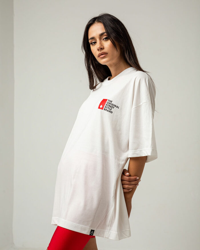 T-shirt boyfriend κοντομάνικο σε λευκό χρώμα