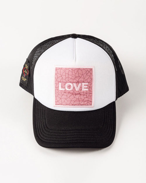 καπέλο ασπρόμαυρο unisex με ροζ στάμπα