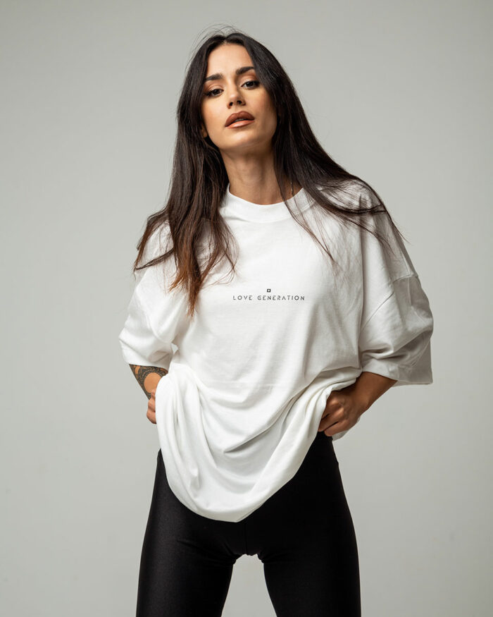 Oversized t-shirt boyfriend κοντομάνικο σε λευκό χρώμα
