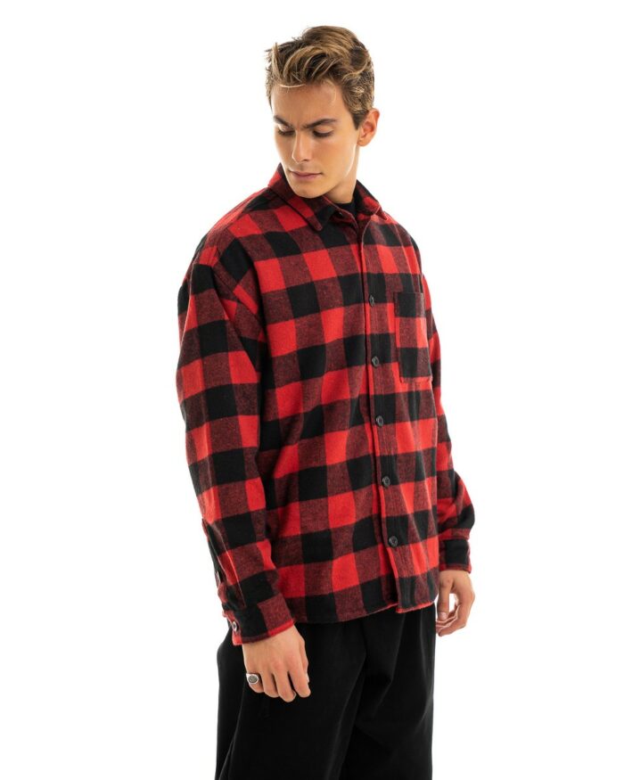 Oversized Overshirt Καρό Red - Black