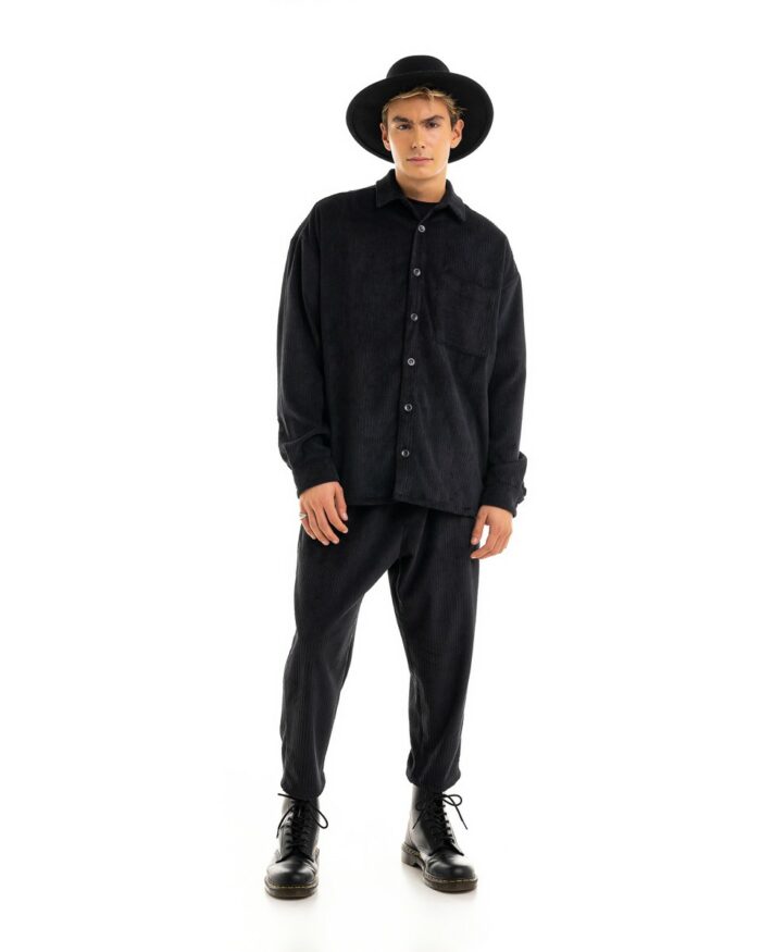 Oversized Overshirt Κοτλέ Black