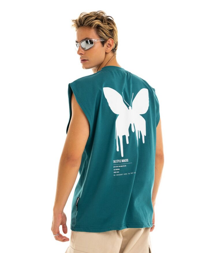 Oversized Vest V325 Πετρόλ