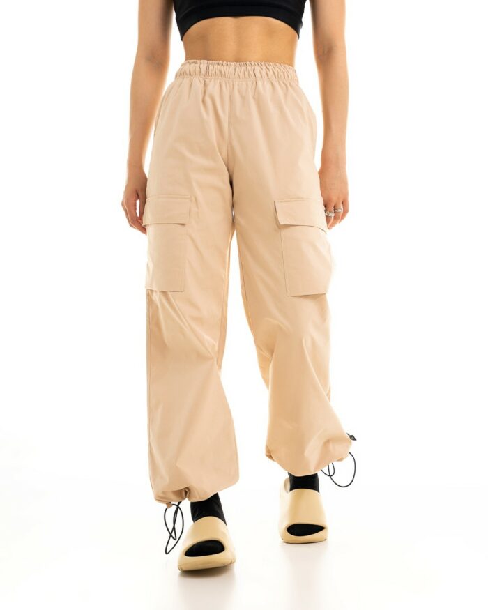 Cargo Pants Parachute with Nylon Effect Beige