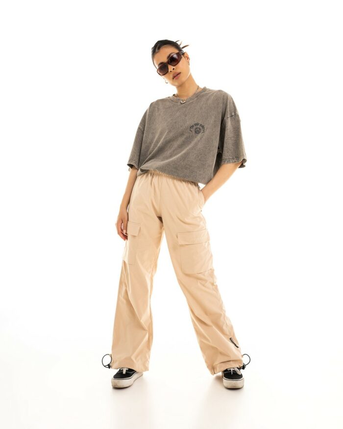Cargo Pants Parachute with Nylon Effect Beige