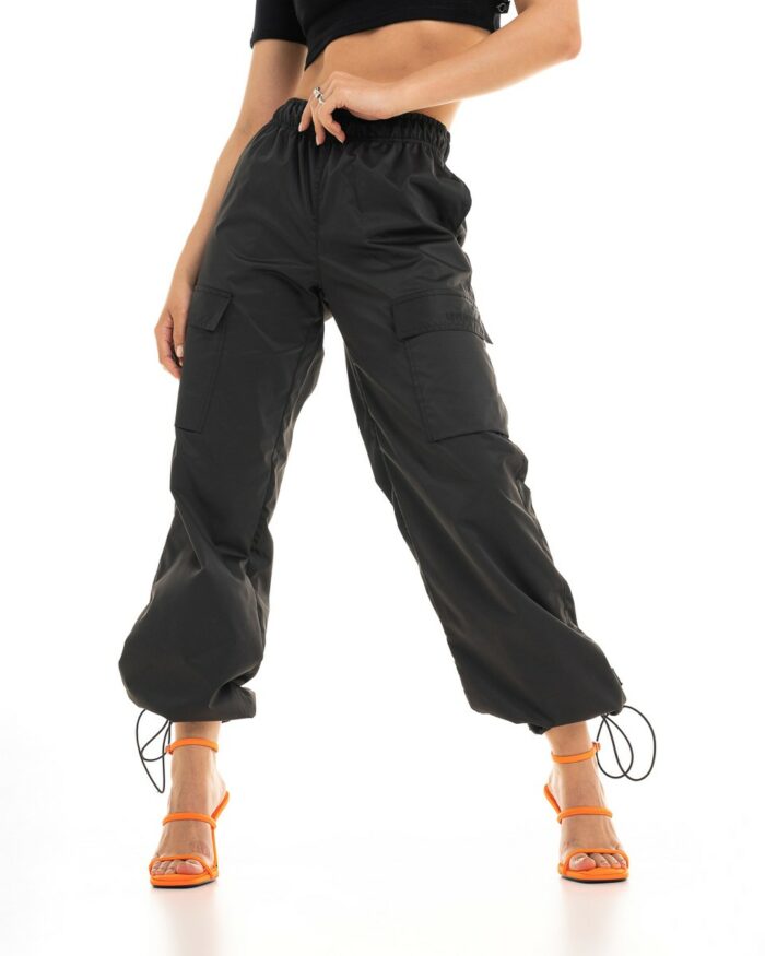 Cargo Pants Parachute with Nylon Effect Black