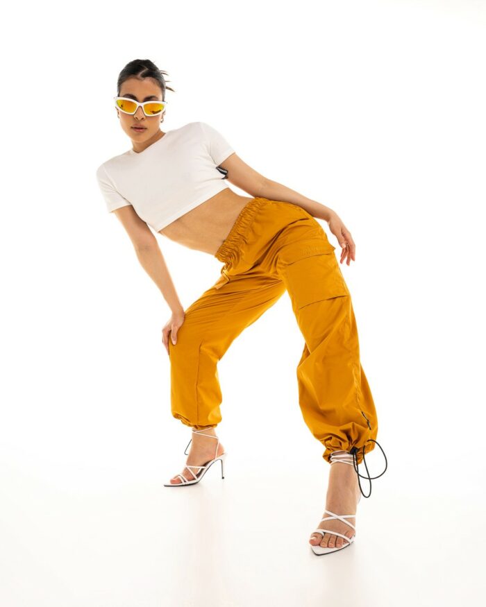 Cargo Pants Parachute with Nylon Effect Orange
