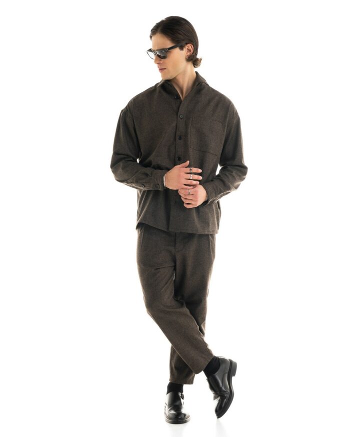 Oversized Shirt Retro Καρό Brown