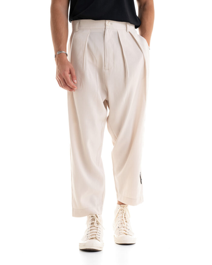 Παντελόνι με πιέτες Cupro Beige