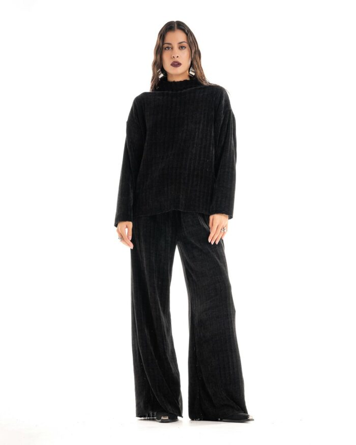 Knitted Velvet Καμπάνα Black