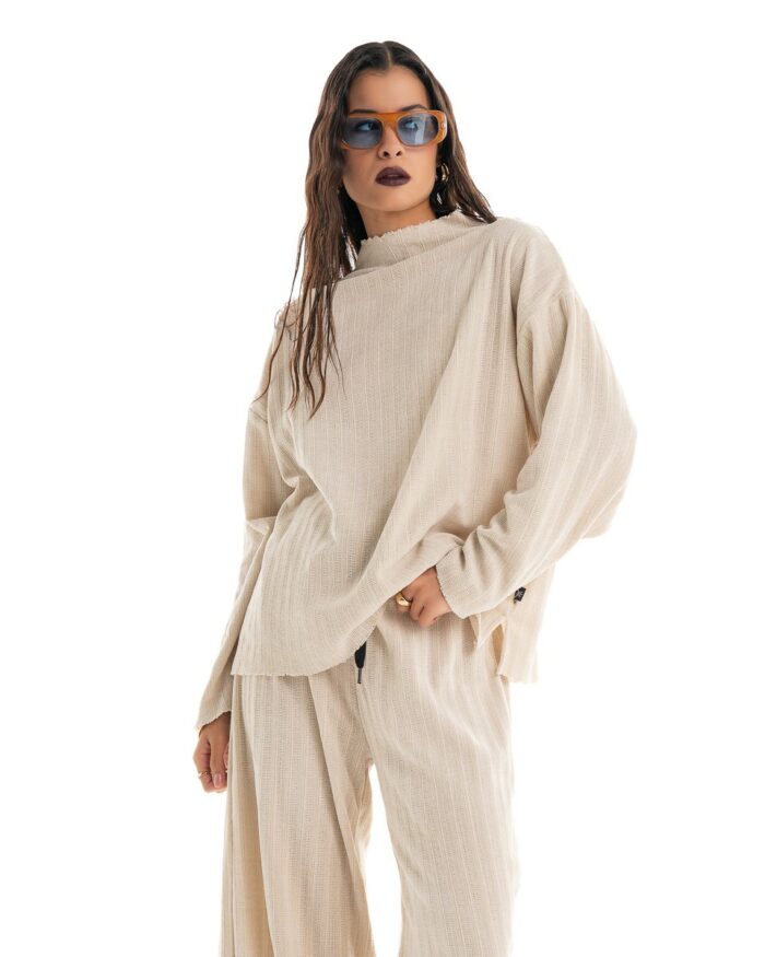 Knitted Velvet Μπλούζα Beige