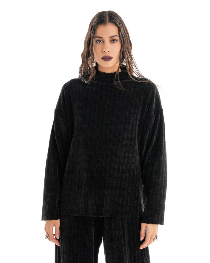Knitted Velvet Μπλούζα Black