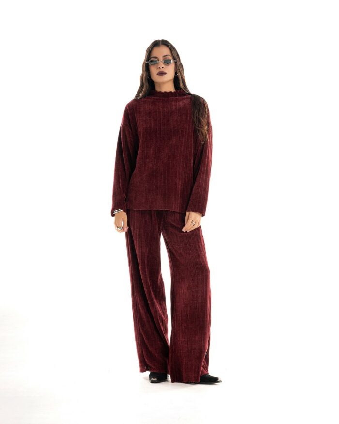 Knitted Velvet Μπλούζα Burgundy