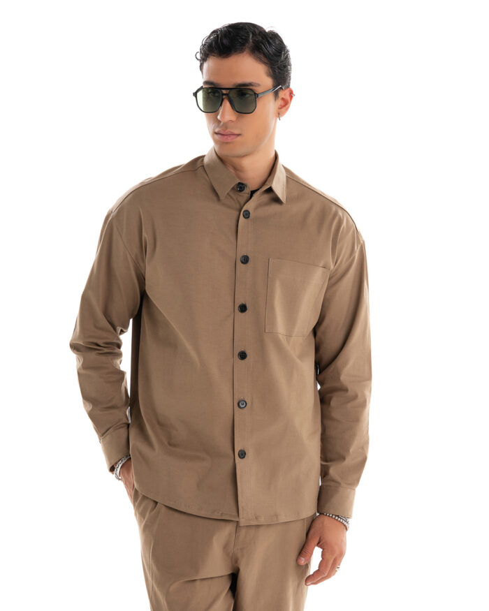 Oversized Shirt Beige Retro