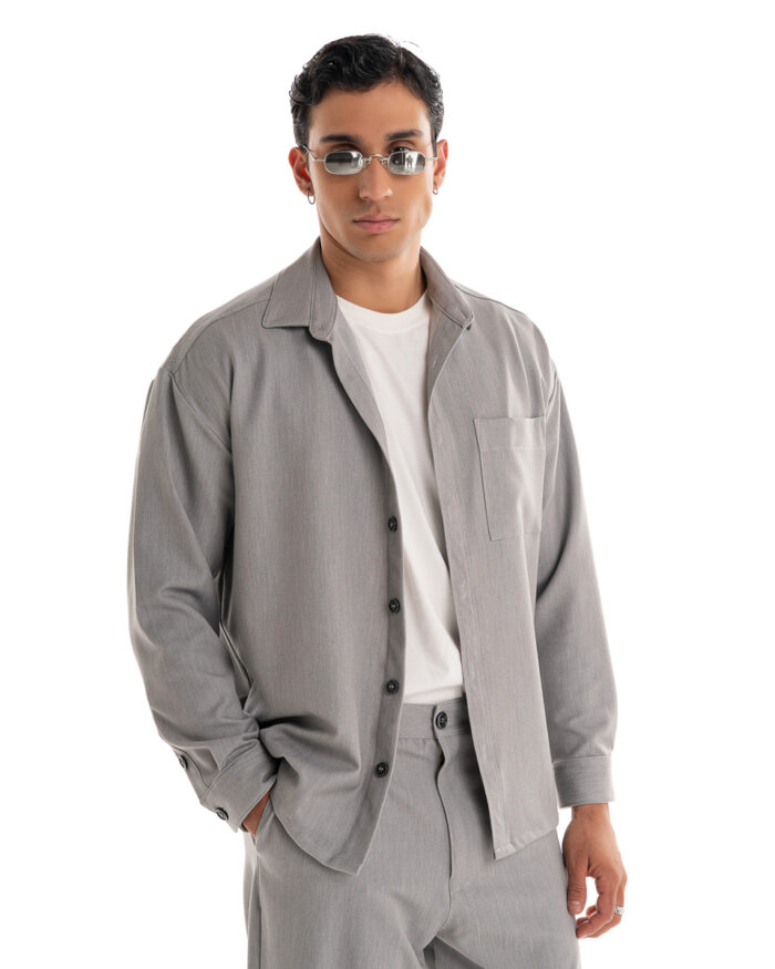 Oversized Shirt Grey Retro