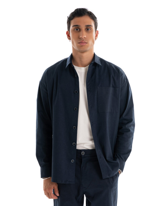 Oversized Shirt Navy Retro