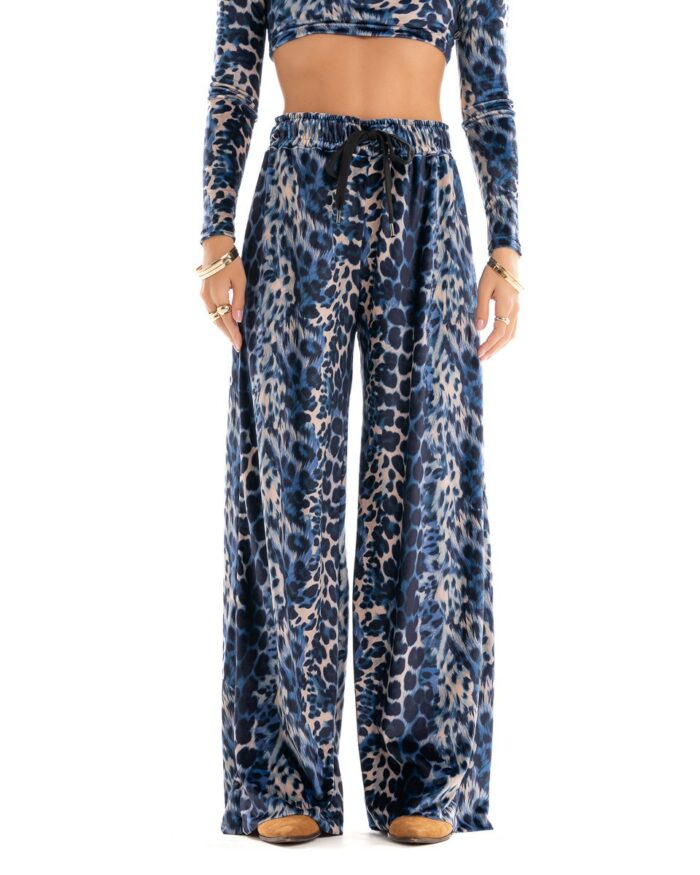 Velvet Καμπάνα Φόρμα Leopard Blue