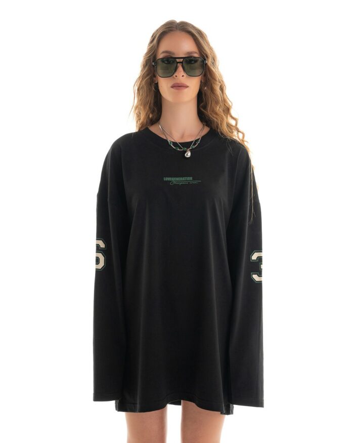 Long T-Shirt Boyfriend TLL384 Black