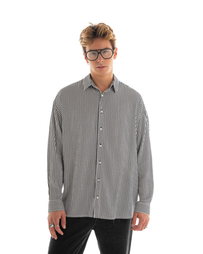Oversized Shirt Striped Black