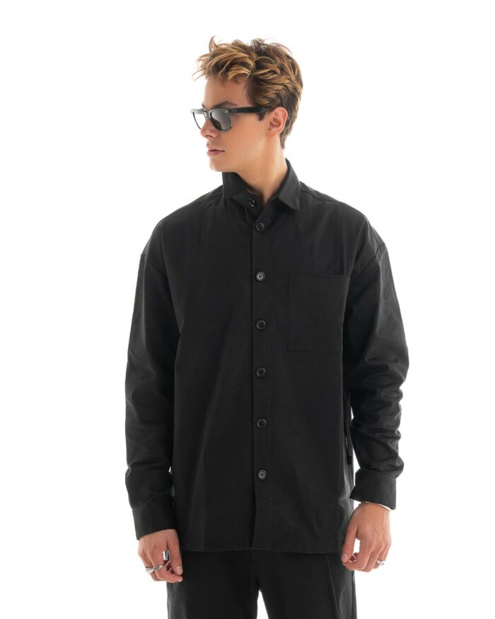 Oversized Shirt Black Retro