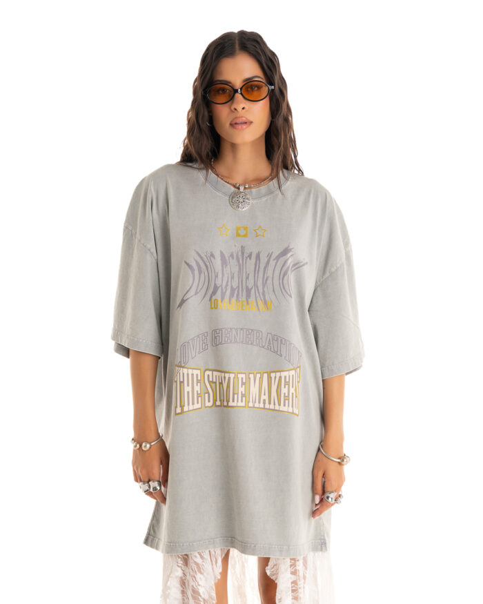 Boyfriend Oversized T-Shirt TDO349 Smoke Grey