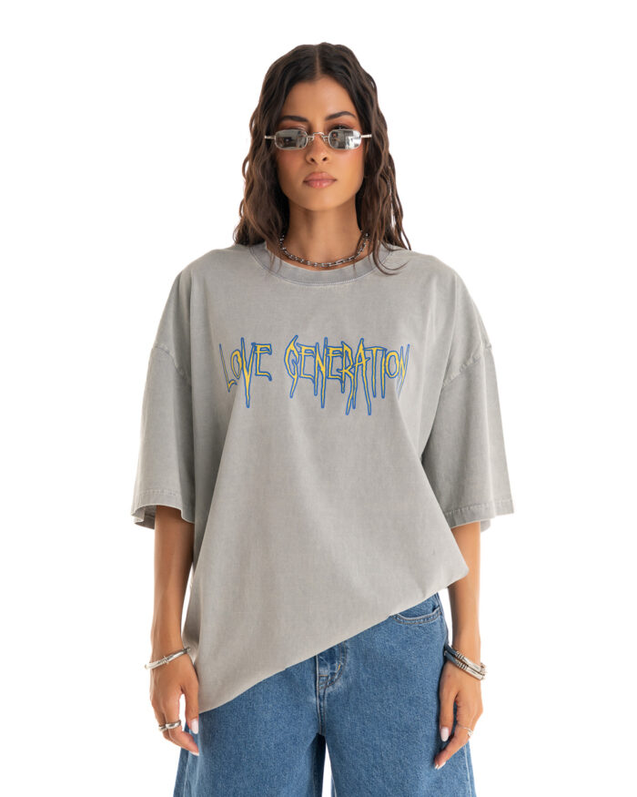 Boyfriend Oversized T-Shirt TDO382 Smoke Grey