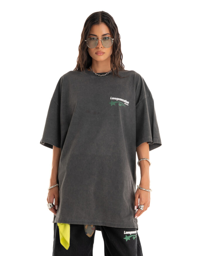 Boyfriend Oversized T-Shirt TDO413 Smoke Black