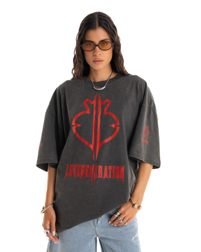 Boyfriend Oversized T-Shirt TDO417 Smoke Black