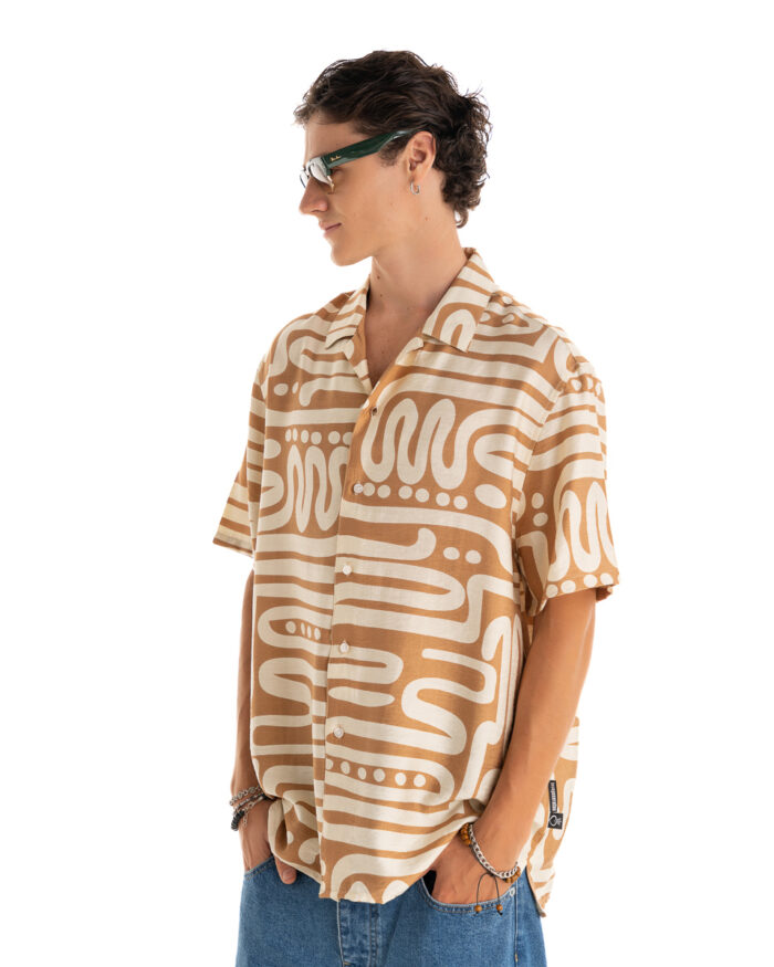 Oversized Shirt Pana Beige - White