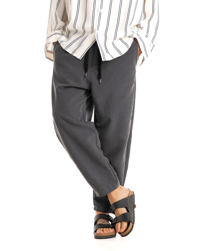 Παντελόνι Υφασμάτινο Cupro Crop Fit Dark Grey