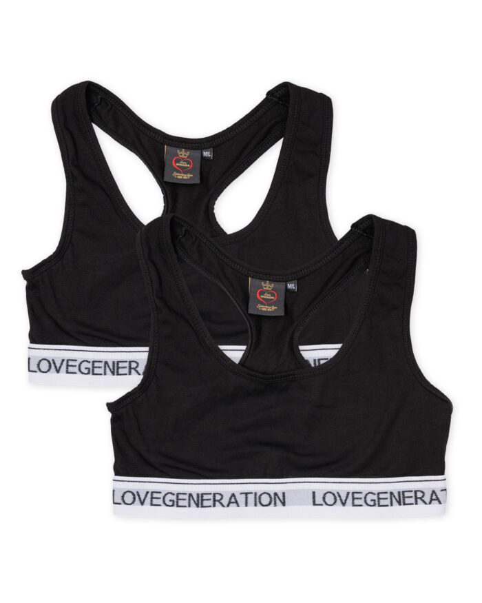 Σετ 2 Μπουστάκια Χωρίς Επένδυση - Cotton Modal Μαύρο - Λευκό