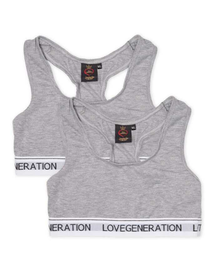 Σετ 2 Μπουστάκια Χωρίς Επένδυση - Cotton Modal Γκρι - Λευκό