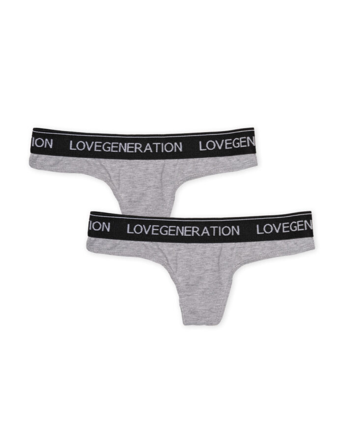 Σετ 2 Στρινγκ - Cotton Modal Γκρι - Μαύρο