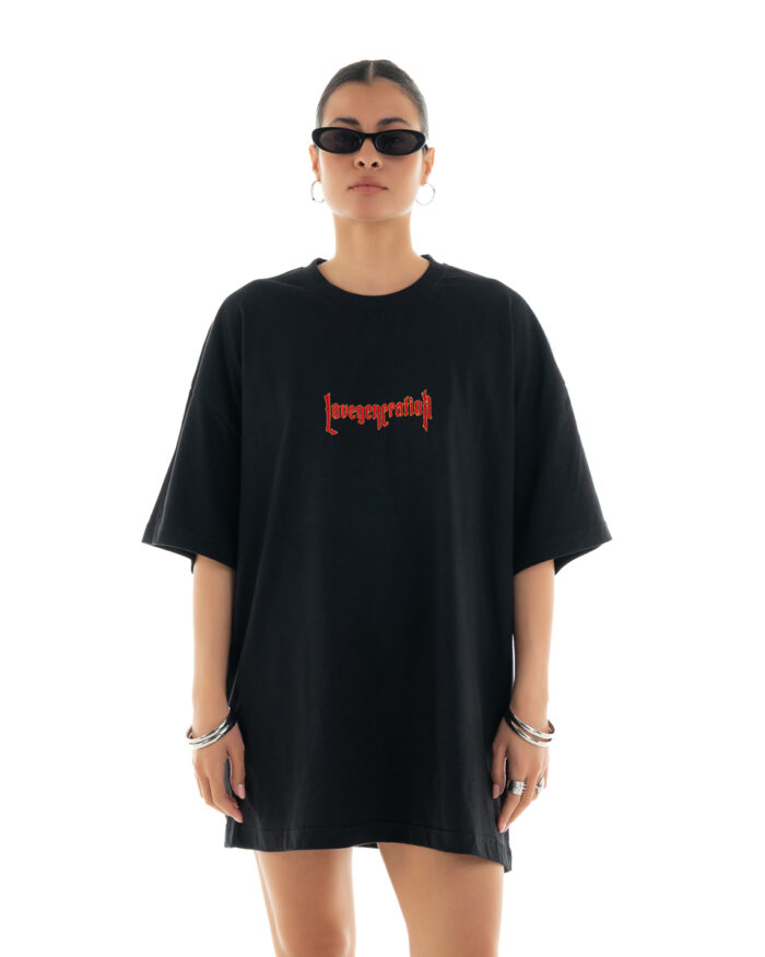 Boyfriend Oversized T-Shirt Εmbroidered TLO136D Black