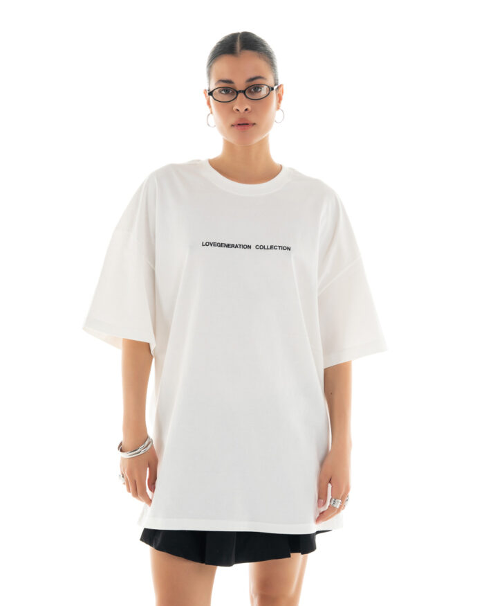 Boyfriend Oversized T-Shirt Embroidered TLO156 Off-White