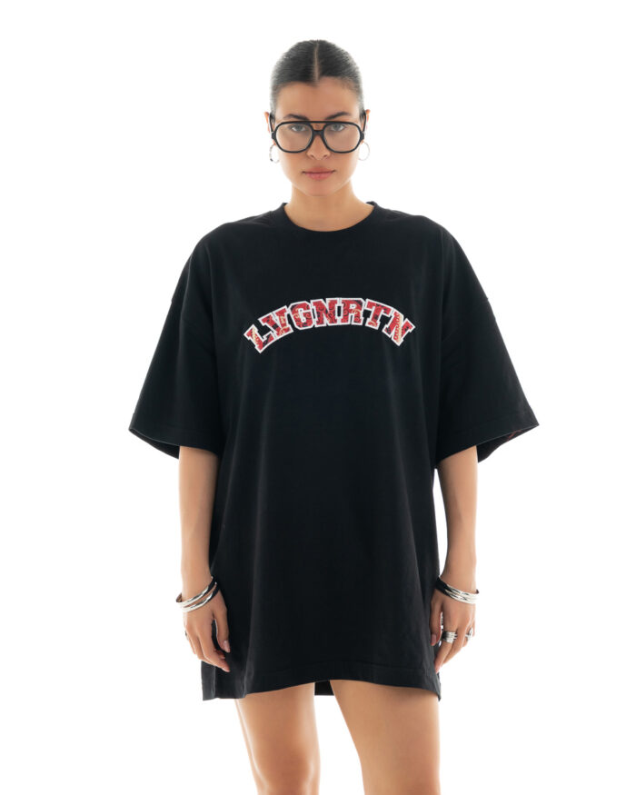 Boyfriend Oversized T-Shirt Embroidered TLO460 Black