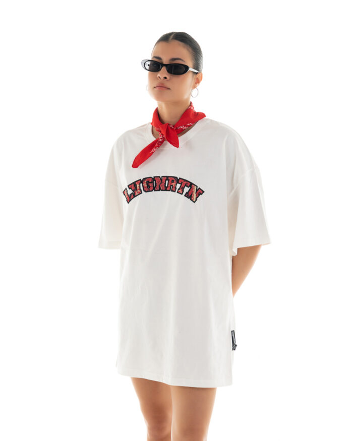 Boyfriend Oversized T-Shirt Embroidered TLO460 Off-White