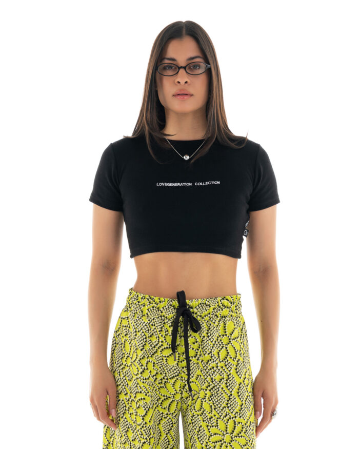 Embroidered Crop Top Rip 156 Black