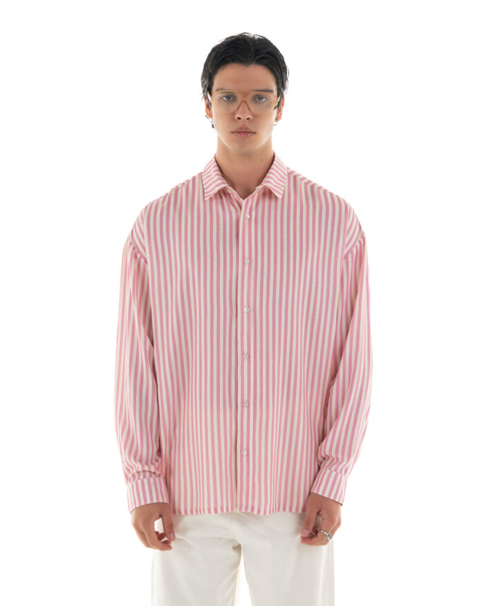Oversized Shirt Striped Pink