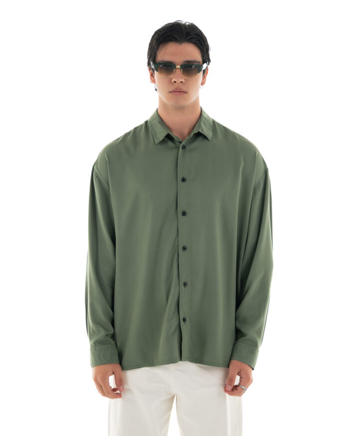 Oversized Shirt Viscose Chaki