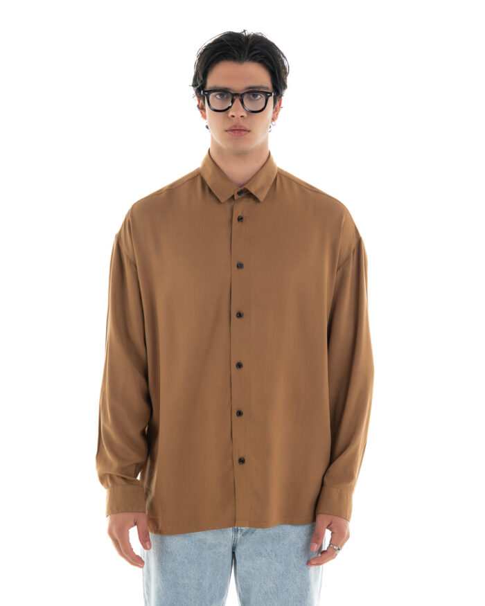 Oversized Shirt Viscose Coffee