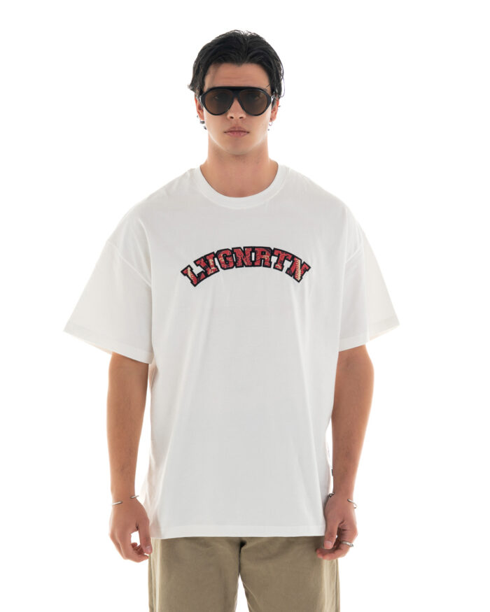 Oversized T-Shirt Embroidered TLO460 Off-White