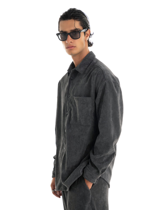 Oversized Overshirt Κοτλέ Smoke Grey