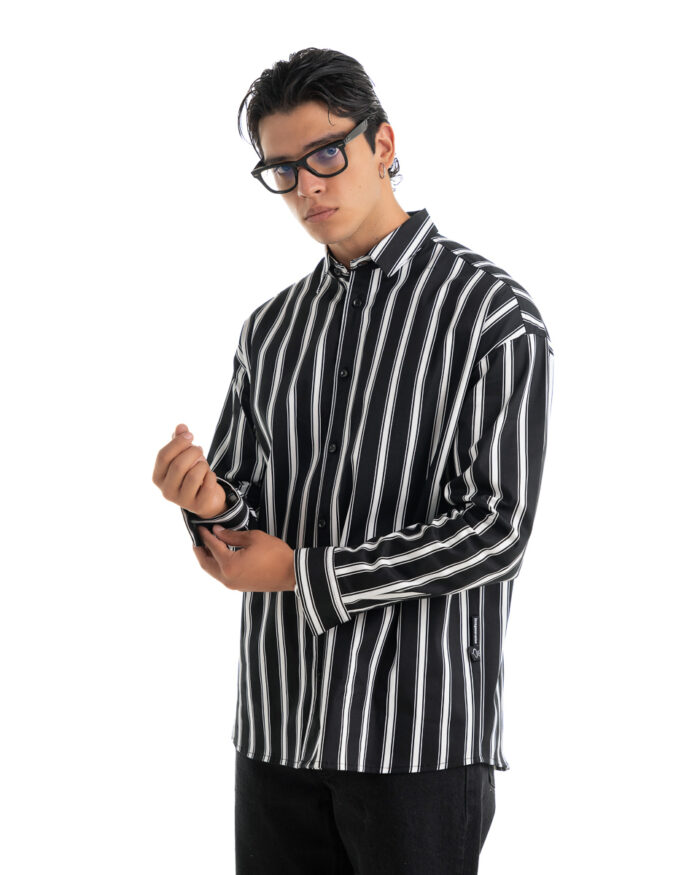Oversized Shirt Stripped Black & White