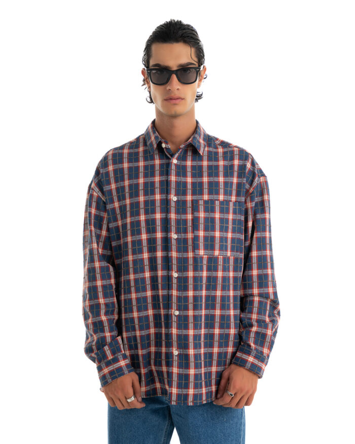 Oversized Shirt Καρό Blue