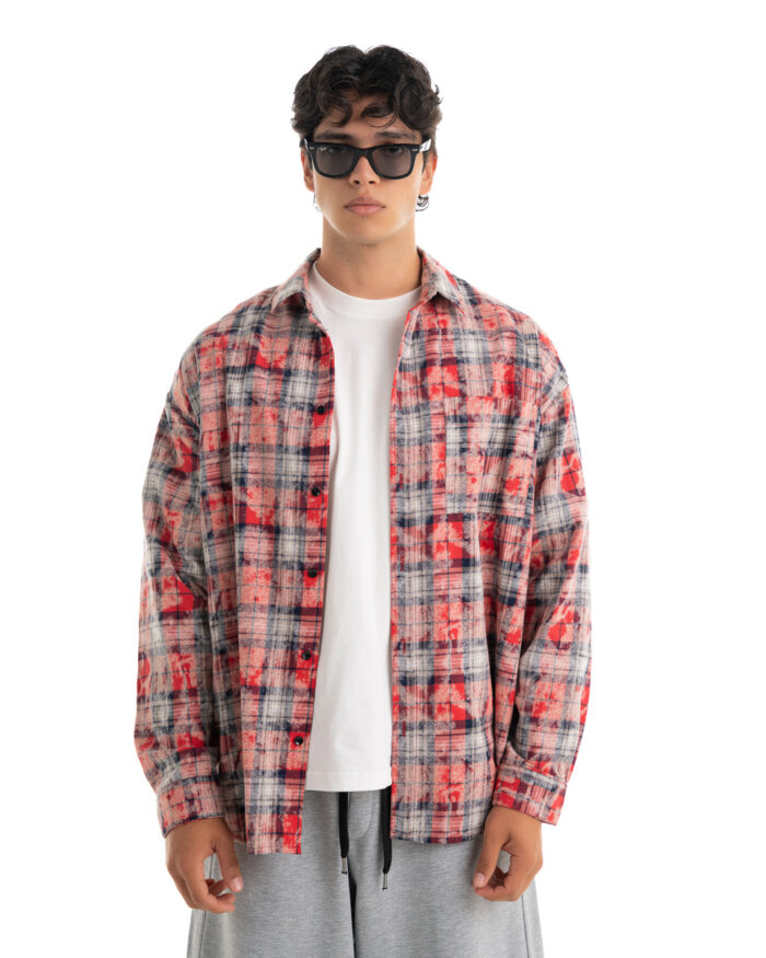 Oversized Shirt Καρό Smoke Red