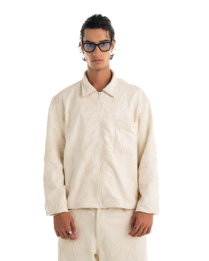 Relief Oversized Boxy Jacket Beige
