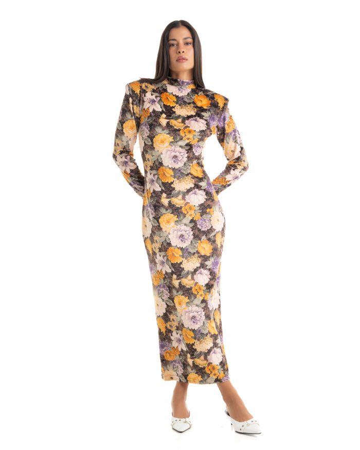 Velvet Dress Full Flowers